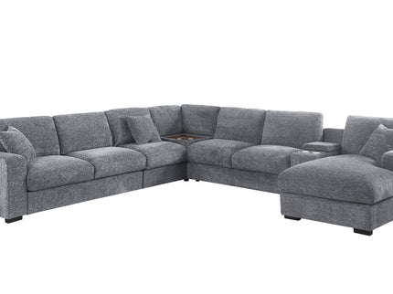Celine - Fabric Corner Sectional Sofa With Right-Facing Chaise, Cupholders, And Charging Ports