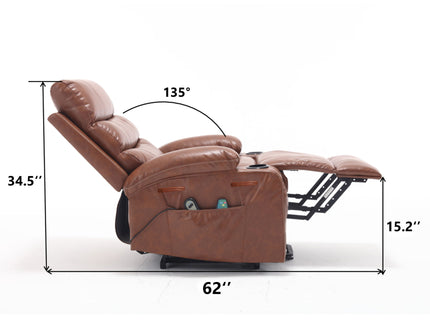 Large Size Electric Power Lift Recliner Chair Sofa With 8 Point Vibration Massage And Lumbar Heat