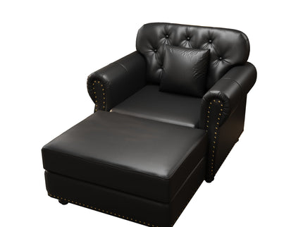 Upholstered Sofa With Nailhead Trim, Rolled Armrests With Ottoman