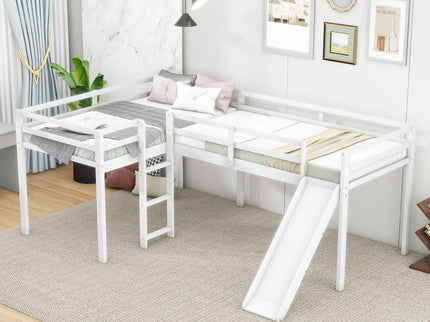 L Shaped Loft Bed With Ladder And Slide