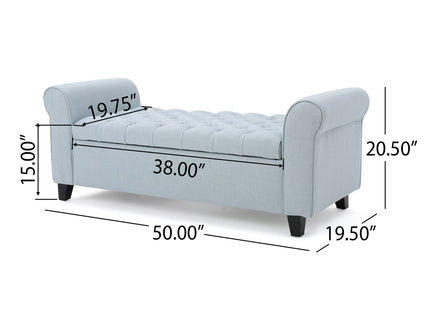 Hayes - Contemporary Armed Storage Bench With Rolled Arms And Button Tufting