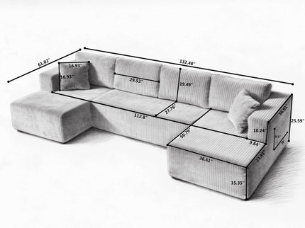 U - Shaped Modular Sectional Sofa For Living Room