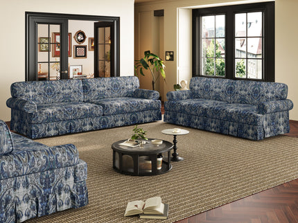 Luxuriously Comfortable Cloud Couch With Elegant Rolled Arms & Pleated Skirt Design