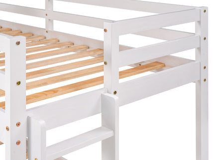 Bunk Bed Wood Bed & Roof, Window, Guardrail, Ladder
