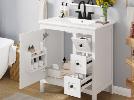 Modern Bathroom Vanity With Sink, 3 Drawer Storage Cabinet