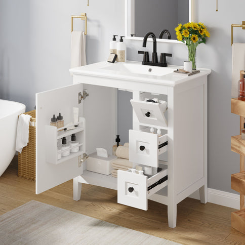 Modern Bathroom Vanity With Sink, 3 Drawer Storage Cabinet
