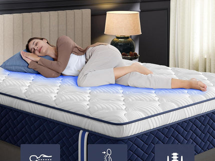 Rresta Hotel Collection - 12" Medium Firm Hybrid Mattress With 5 Zone Support For Back & Hip Relief, Fiber Free, Certipur Us Certified