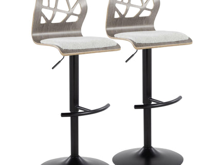 Folia - Contemporary Adjustable Barstool With Swivel With Rounded T Footrest (Set of 2)