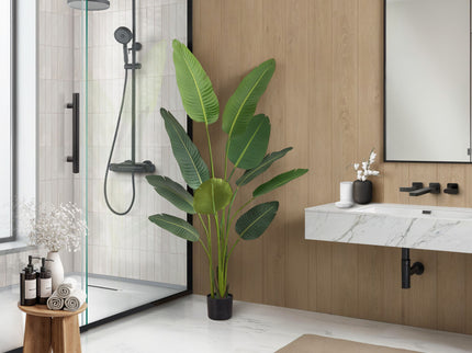 60" Tall, Artificial Plant, Bird Of Paradise Tree, Indoor, Faux, Fake, Floor, Greenery, Potted, Decorative - Green / Black