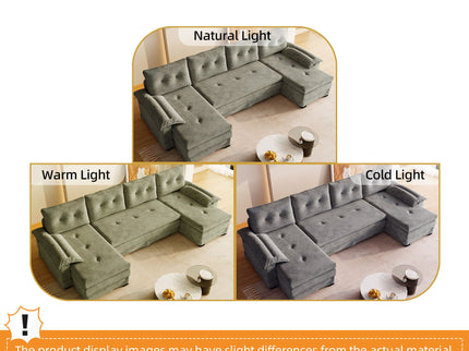 U-Shaped Sleeper Sofa With Pull Out Bed, Removable Armrests & USB Ports For Living Room
