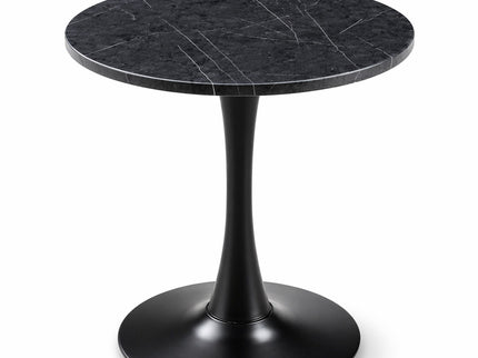 Round Dining Table With Faux Marble Top And Metal Pedestal +, 23.6" Diameter For Kitchen, Living Room, Small Spaces