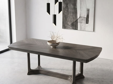 Arcus - Rectangular Dining Table With Butterfly Leaf - Charcoal Gray