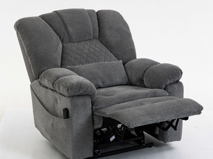Ultra Wide Electric Lounge Chair With Hot Massage Heating And Auxiliary Standing Function, For Living Room - Gray