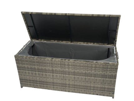Outdoor Storage Box, Wicker Patio Deck Boxes With Lid, Outdoor Cushion Storage For Kids Toys, Pillows, Towel, Wicker