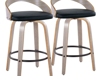 Grotto - Mid Century Modern Fixed Height Counter Stool With Swivel With Round Footrest (Set of 2)
