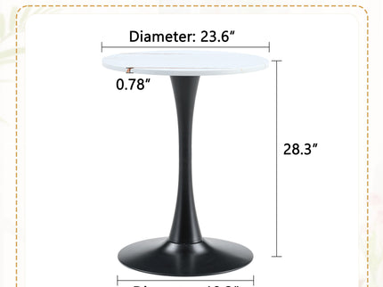Round Dining Table With Thickened Engineered Wood Top And Metal Pedestal, 23.6" Diameter For Kitchen, Living Room, Small Spaces