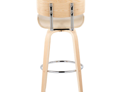 Lombardi - Mid Century Modern Fixed Height Barstool With Swivel With Round Footrest (Set of 2)
