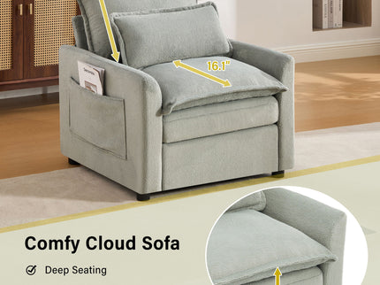 Modern Single Seat Accent Chair With Side Storage Pockets