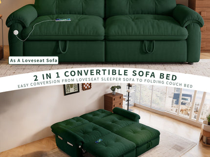 Cloud Like Convertible Sofa Bed For Living Rooms - Green