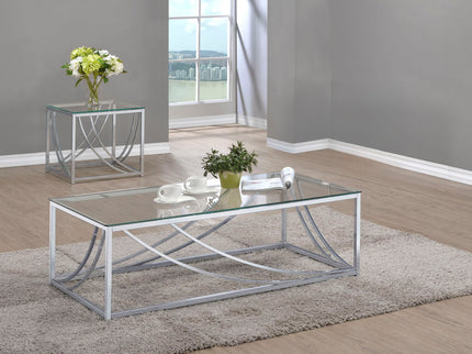 Kempton - 2 Piece Coffee And End Table Set - Chrome