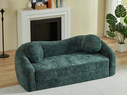 Curved Convertible Sofa, 2 In 1 Frameless Folding Sofa Bed With Pull Out Base And Deep Seat
