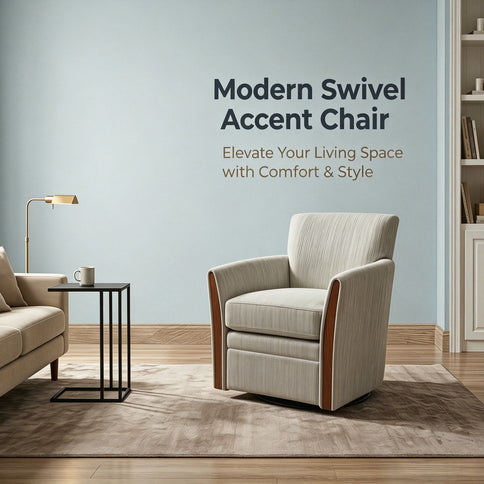 Swivel Accent 360° Rotating Armchair With Turntable Base For Living Room - Cream Beige