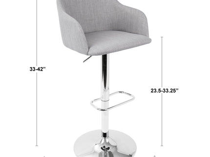 Daniella - Contemporary Adjustable Barstool With Swivel - Light Gray