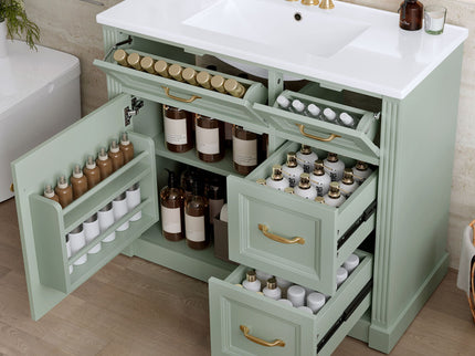 Modern Bathroom Vanity With Sink, 4 Drawers, Soft-Close Door, Adjustable Shelf