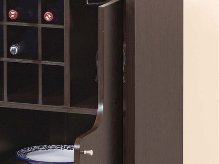 Wine Cabinet With Two Doors Removeable Wine Bottle Rack Metal Wine Glass Racks Four Shelves - Red Cocoa