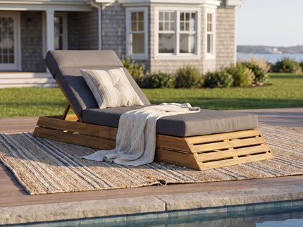 Chaise Lounge Set With 4 Fold Cushion And Built In Headrest