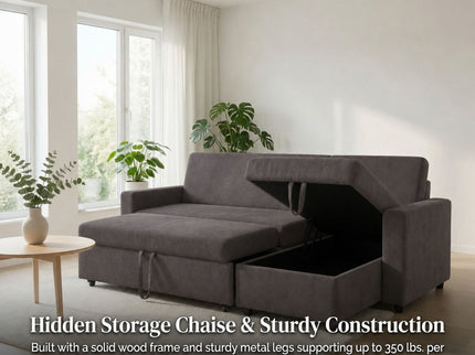 L - Shaped Convertible Sofa Bed With Storage Chaise