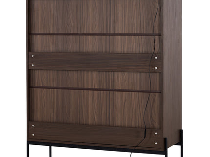 Modern Minimalist Style LED Curio Cabinet With Tempered Glass Door, Metal Legs