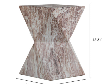 Round Outdoor Geometric End Table - Marble