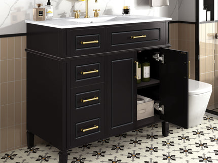 Bathroom Vanity With Sink, 4 Drawers, 2 Doors