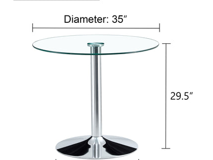 Modern Minimalist Round Dining Table With Glass Top