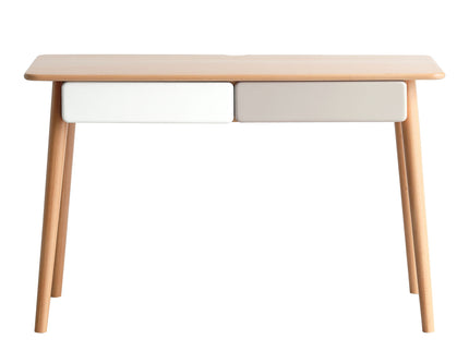 Computer Desk Large Size Office Desk With 2 Drawers, Modern Simple Style PC Table With Gap Design For Home Office - White / Gray