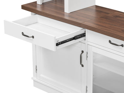 Extra Long TV Stand With 7 Color LED Lights, Adjustable Shelves & Storage Cabinets