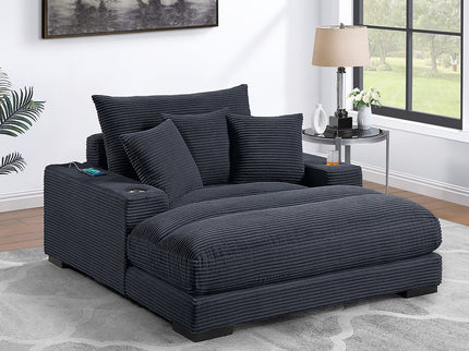 Upholstered Chaise Lounge With Cup Holders USB Port And Pillows