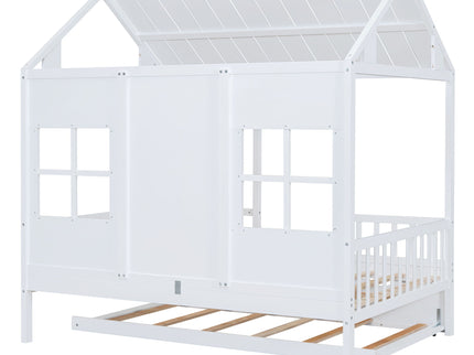 House Bed With Twin Size Trundle, Daybed