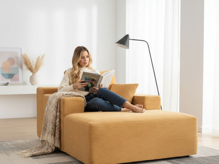Convertible Chaise Lounge Chair With Wide Armrest & Throw Pillows
