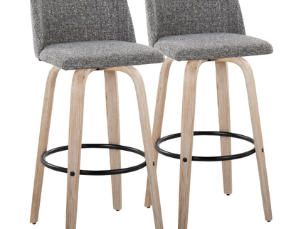 Toriano - Mid-Century Modern Fixed Height BarStool With Round Footrest (Set of 2)