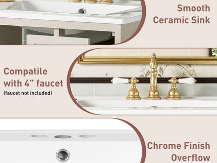 Wall-Mounted Bathroom Vanity Set With Sink, 2 Drawers And Soft-Close Door