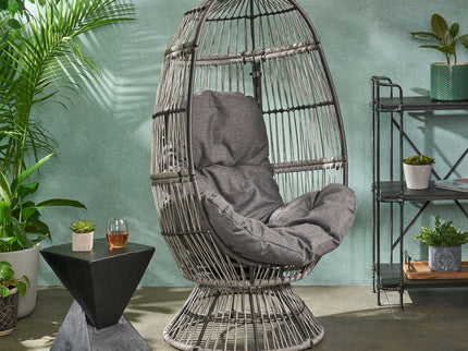 Patio Swivel Basket Egg Chair With Cushion
