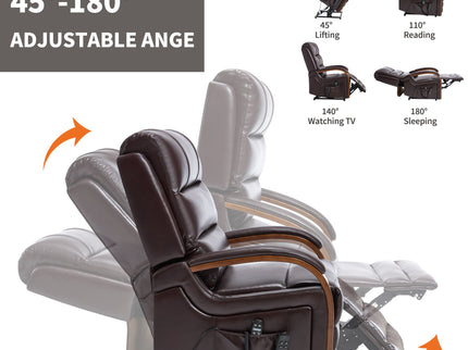 Power Lift Recliner Chair Dual Motor Infinite Position With Heat Massage And Heavy Duty Motion Mechanism - Brown