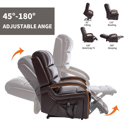 Power Lift Recliner Chair Dual Motor Infinite Position With Heat Massage And Heavy Duty Motion Mechanism - Brown