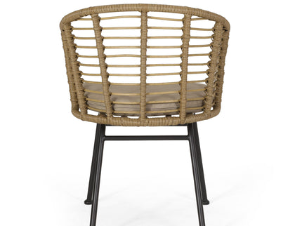 Randy - Modern Wicker Chair With Water Resistant Cushions - Brown / Beige