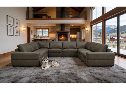 Upholstered Large Arms Sectional With Recliner Seats