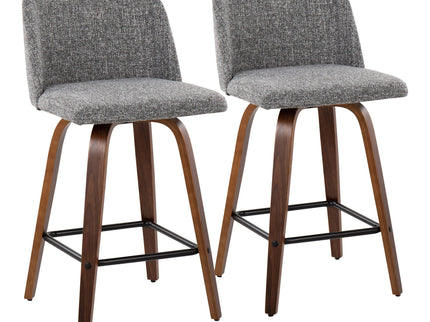 Toriano - Mid Century Modern Fixed Height Counter Stool & Square Footrest (Set of 2)