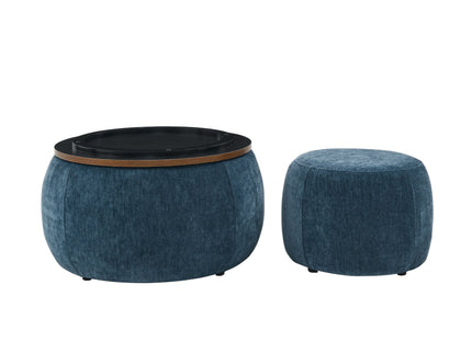 Round Storage Ottoman, 2 In 1 Function, End Table And Ottoman