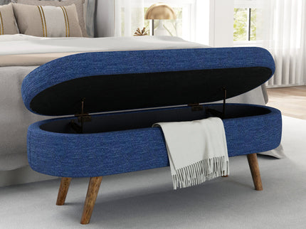 Ottoman Oval Storage Bench With Rubber Wood Legs